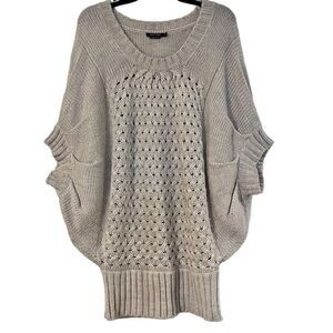 Vertigo Cream Short Sleeve Batwing Dolman Oversized Sweater Extra Small